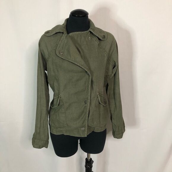 American Eagle Green Utility Moto Linen Jacket - Women’s XXS - Picture 2 of 5